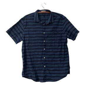 Good Man Brand Blue Striped Short Sleeve Woven Lightweight Button Shirt XL